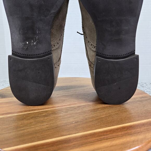 Saks Fifth Avenue Taupe Brown Suede Wingtip Full Brogue Casual Oxford Mens 10.5 - Picture 11 of 15